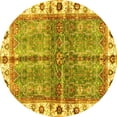 thumbnail image 1 of Ahgly Company Indoor Round Oriental Yellow Traditional Area Rugs, 7' Round, 1 of 4