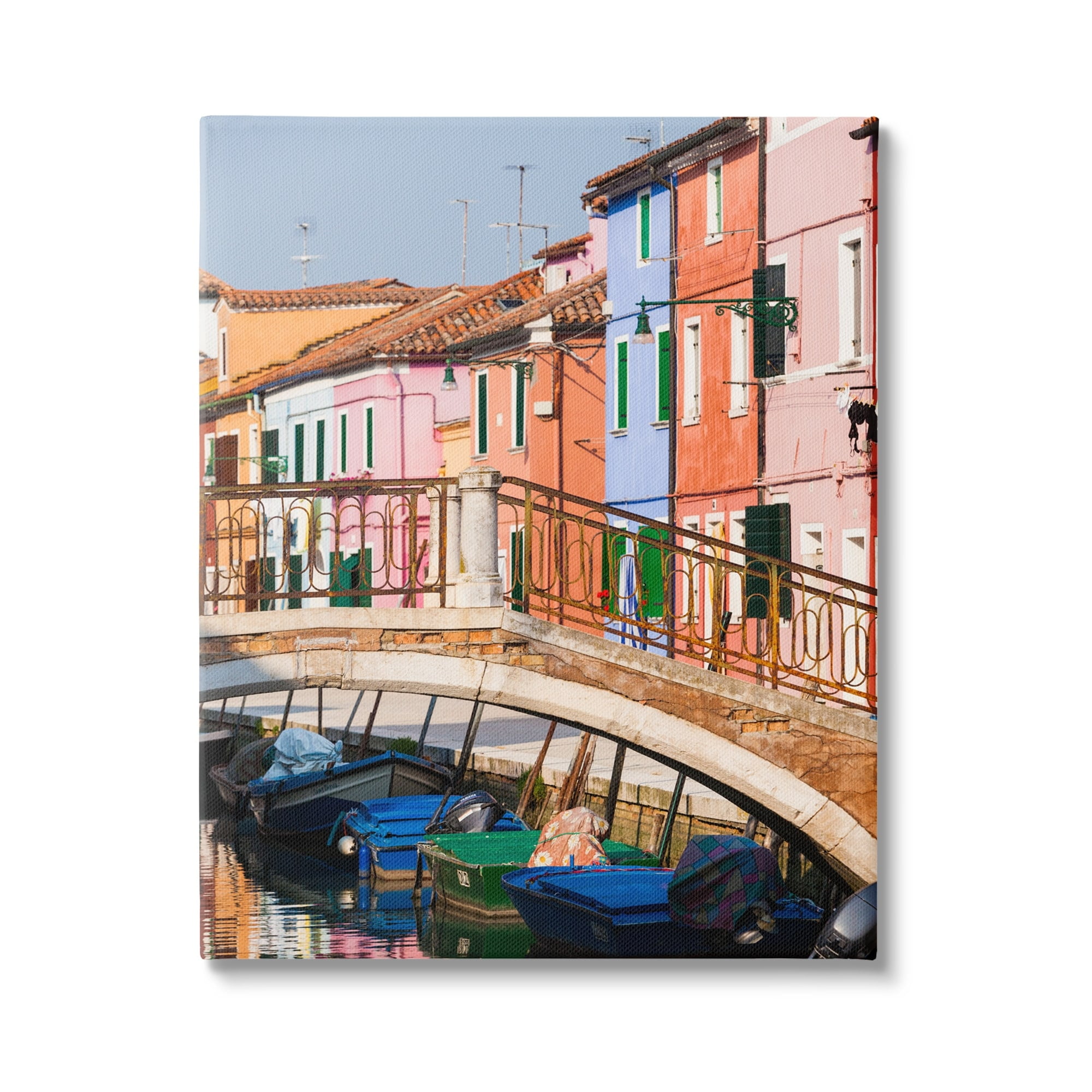Stupell Town River Canal Boats Scenery Transportation Photography Gallery Wrapped Canvas Print Wall Art