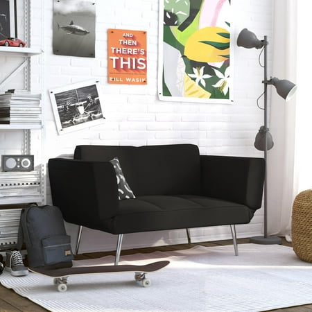 Bellamy Studios Euro Upholstered Futon With Magazine Storage, Black Linen