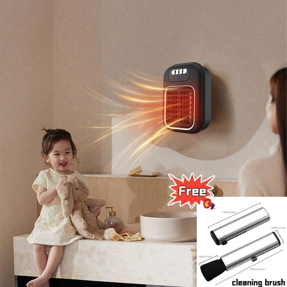 600W Wall Outlet Space Heater with Remote,LED Display Small Plug in Electric Heater with Adjustable Thermostat and Timer for rv and Home Office Bathroom Indoor Use