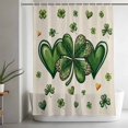 thumbnail image 5 of St Patrick's Day Shower Curtain Set, Waterproof Shower Curtains for Bathroom, Green Lucky Shamrock Love Spring Beige Washable Fabric Cloth Bath Curtain for Bathtub Decoration with Hooks 60x72 Inches, 5 of 9