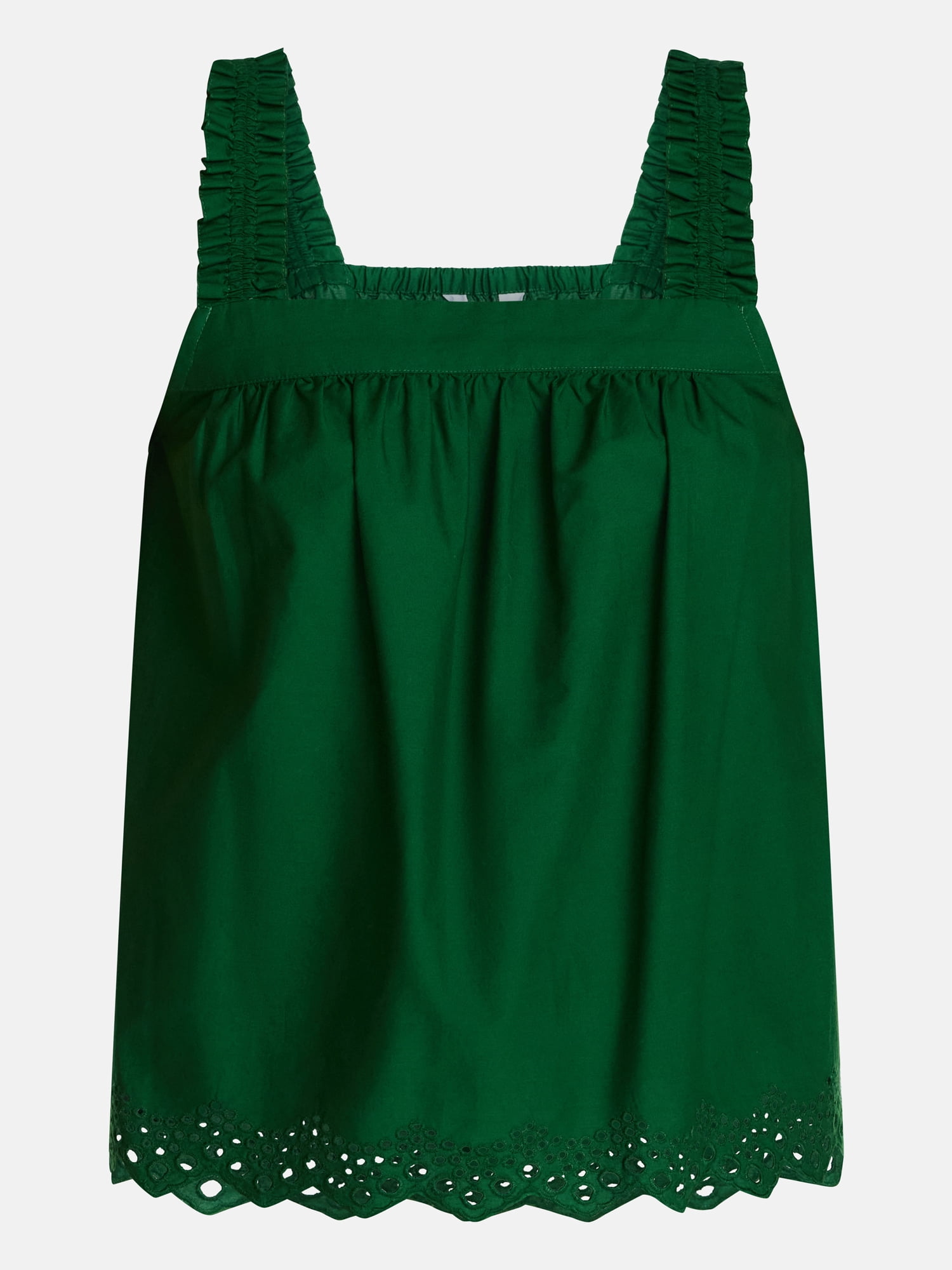 Time and Tru Women's Eyelet Embroidery Trim Tank Top, Sizes XS-XXXL