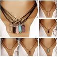 thumbnail image 2 of UDIYO Faux Gemstone Rock Natural Quartz Healing Point Chakra Reiki Pendant Rope Necklace, 2 of 6