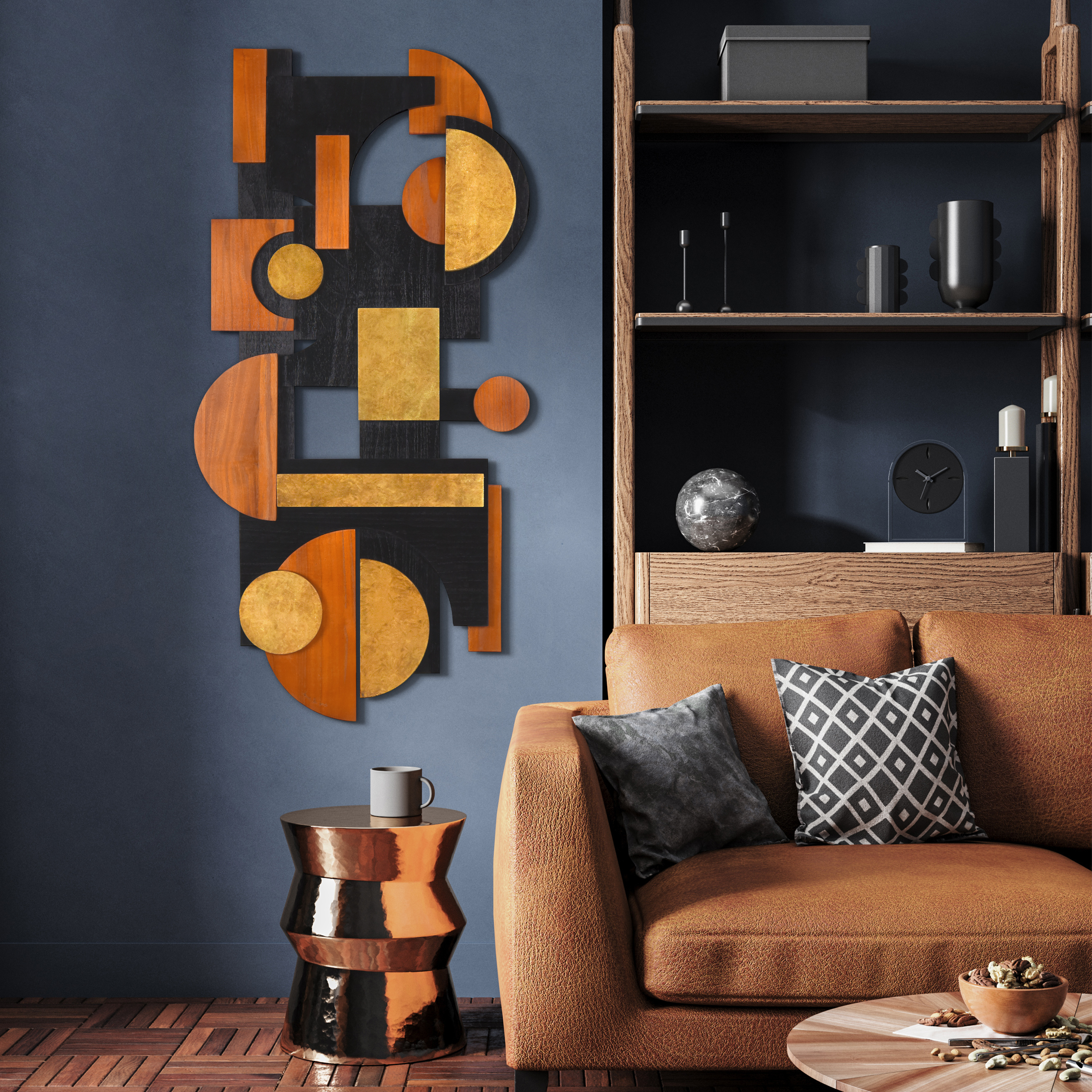 "Amber Embraces I & II" Hand Made & Hand Finished Dimensional Solid Wood Abstracts