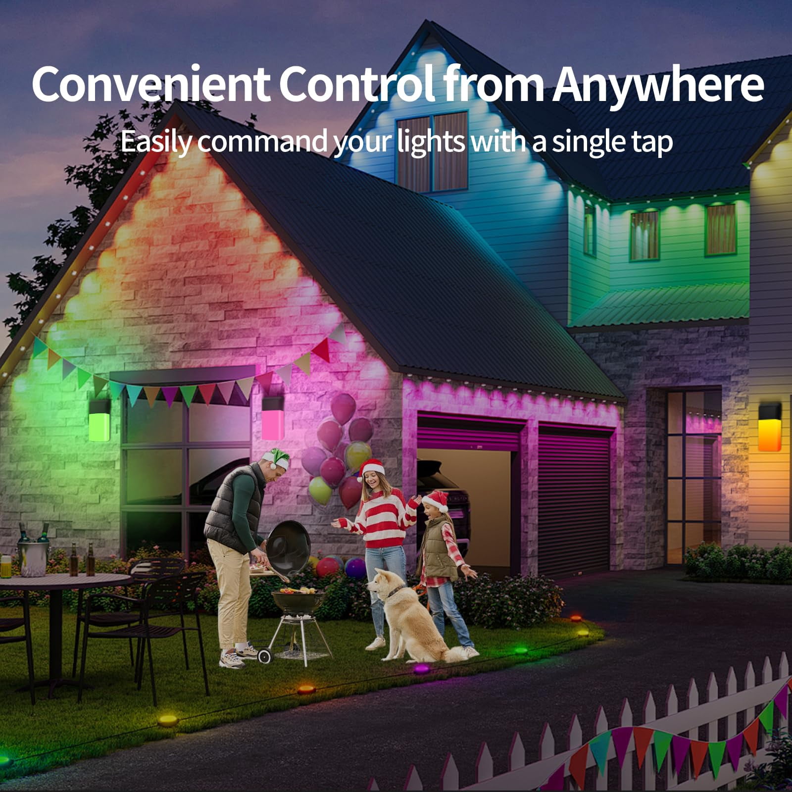 Outdoor Wall Lights Rgb  1500lm Smart Exterior Porch Sconces Mounted Lighting Ip65 Waterproof Diy For Garden Garage And Patio - Ideal Festivals The Christmas Parties 2 Pack