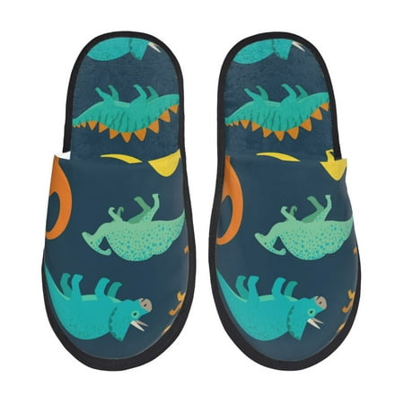 Balery Hand Drawn Seamless Slient Indoor Furry Fleece Comfort House Shoes Soft Non-Slip Home Shoes Cotton slippers House Slippers-- Large