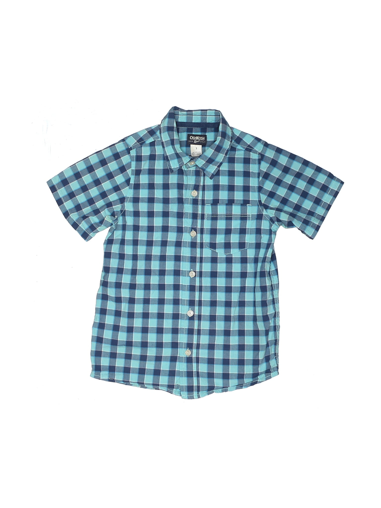 OSHKOSH B'GOSH Boys Short Sleeve Button-Front Shirt Blue w/ Cool Pineapples NWT