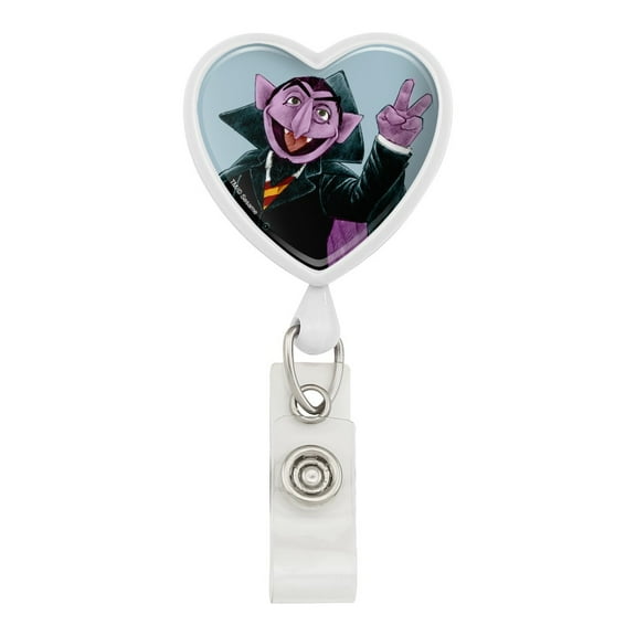 Sesame Street Vintage Count Von Count Heart Lanyard Retractable Reel Badge ID Card Holder