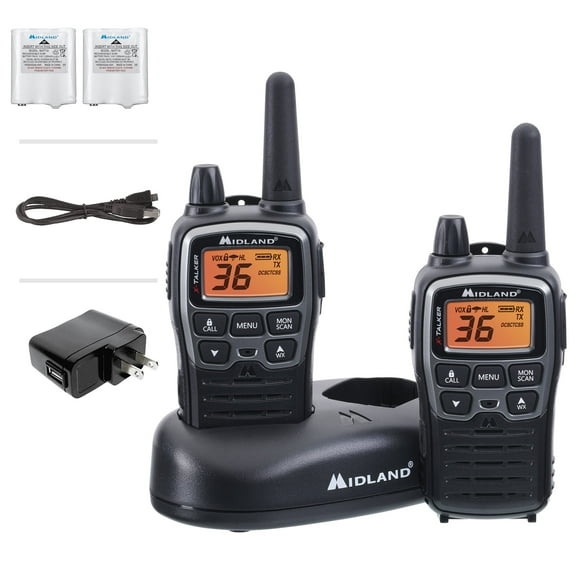 Midland X-Talker T71VP3 FRS Two-Way Radio bundle 38-mile, Walkie Talkies, 36 Channels, Black