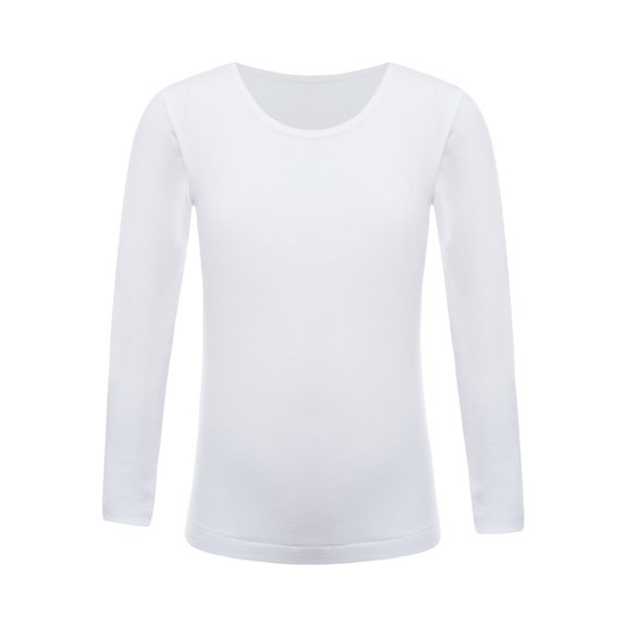 JanJean Unisex Kids Thermal Undershirts Little Boys Girls Base Layer Tops Warm Underwear Long Sleeve Type B White L