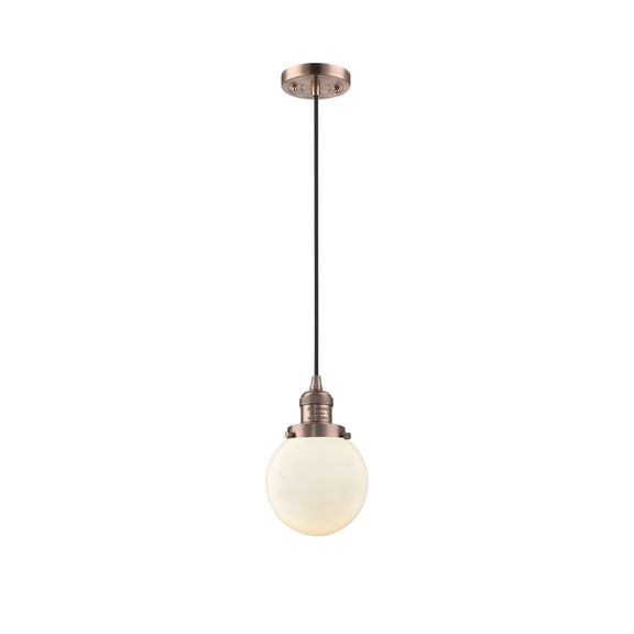 Innovations 1-LT Vintage LED Beacon 6" Mini Pendant - Antique Copper - 201C-AC-G201-6-LED