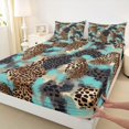 thumbnail image 3 of Castle Fairy Leopard Print Twin Sheet Sets for Boys Girls,Brown Teal Bedding, 3 of 7