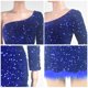 thumbnail image 5 of Vestido sexy PORRCEY con lentejuelas en un solo hombro, color azul, 5 of 6