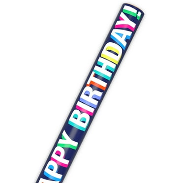 Hallmark Birthday Wrapping Paper Roll (Bold Lettering on Blue) 20 Sq. ft.