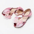 thumbnail image 5 of UngA Dress Shoes for Girls Girls Sandals Ankle Strap Low Heel Flower Dress Wedding Party Shoes for Little/Big Kid Princess Shoes(Pink,Size 4), 5 of 5