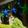 thumbnail image 2 of Hanging Star Decoration, Christmas Decoration Star Decoration Party, 4th of July Star Home Decorations, Ultra Lightweight, Fabric Covered, Fold Flat Metal Frame (32 inch, Green Metallic Mesh), 2 of 6