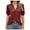 Wine, variant on Womens Summer Vintage Solid Color Loose V-Neck Casual Short Sleeve Tops Blouse
