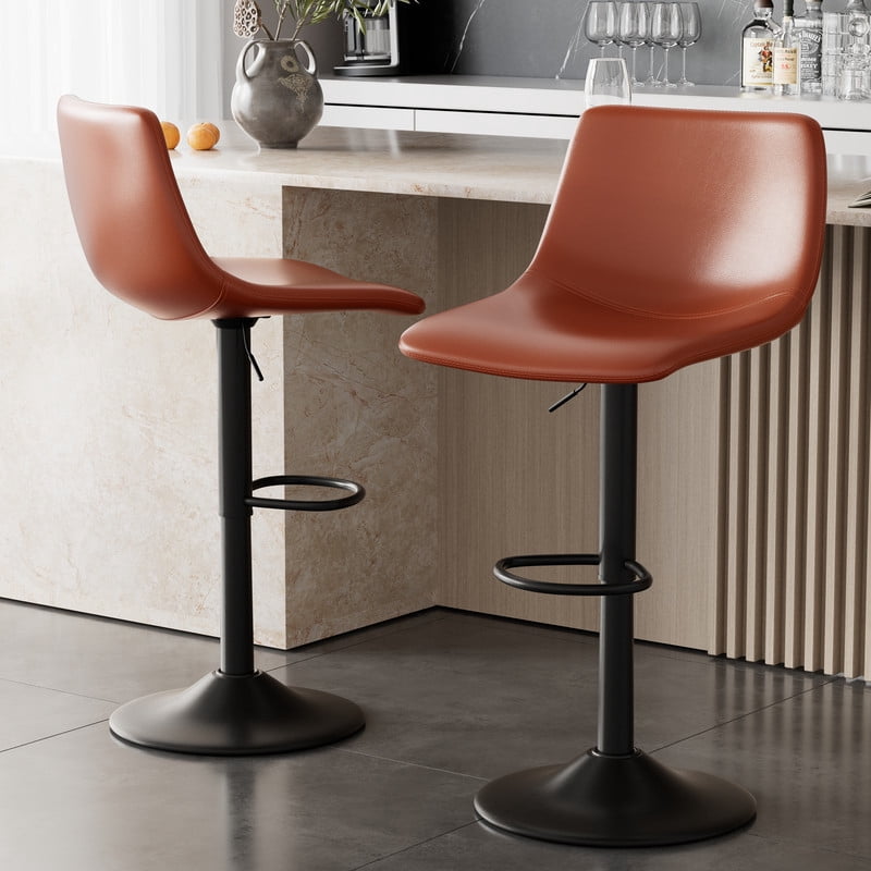 Hawsaiy Adjustable Faux Leather Counter Height Barstool Set of 4 with Swivel & Back for Kitchen Island
