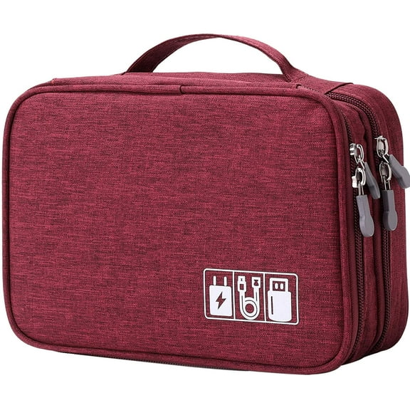 Travel Cord Cable Organizer Portable Electronics Accessories Carrying Bag Storage Case, Red