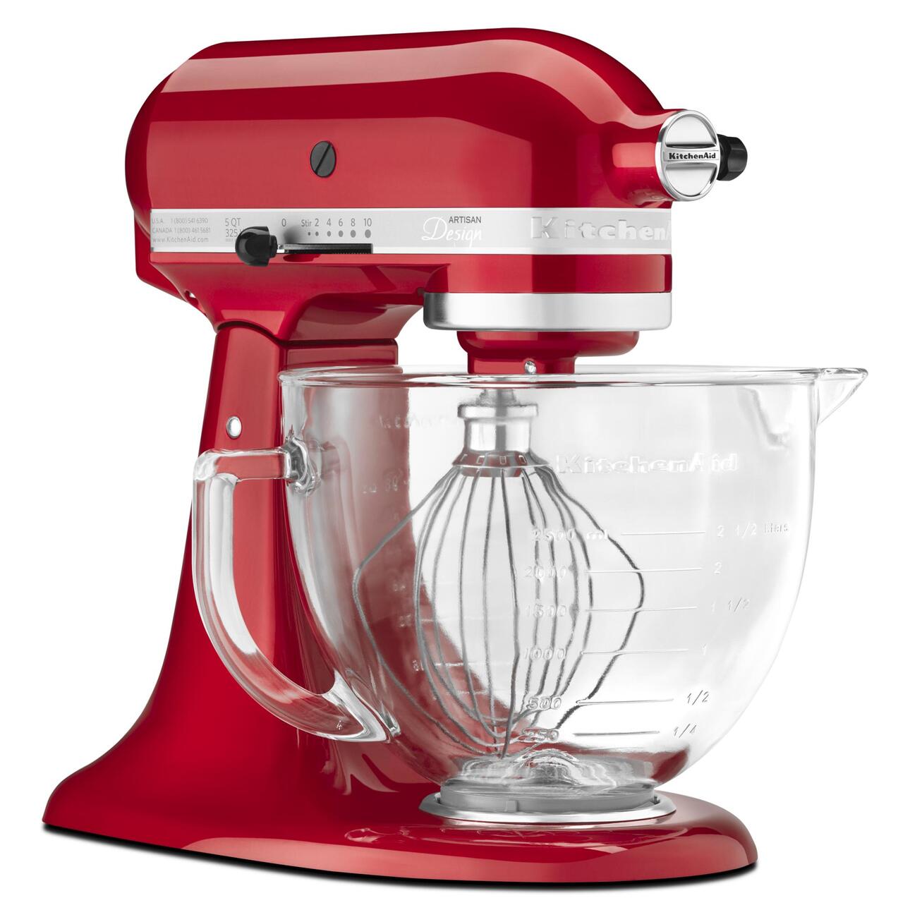 KitchenAid Artisan Design Series 5 Quart Tilt-Head Stand Mixer with Glass Bowl, Candy Apple Red, KSM155GB - image 3 of 7