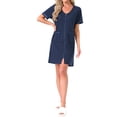 thumbnail image 2 of INSPIRE CHIC Womens Zipper Robes Front Open Knit Short Bathrobe Collarless House Coat with Pockets Soft Nightgown XL Blue, 2 of 6