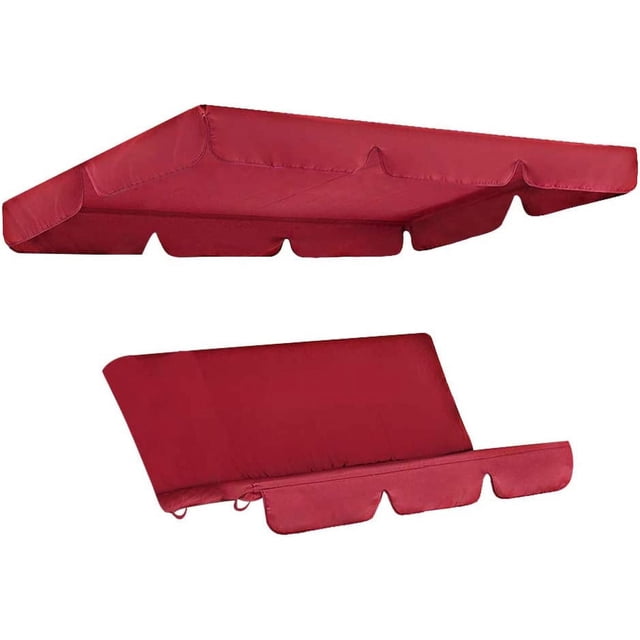 Patio Swing Canopy Cover Set - Swing Replacement Top Cover + Swing Cushion Cover for 3 Seater Swing Waterproof Sunproof Cover
