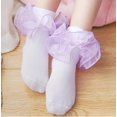 thumbnail image 3 of 1Pairs Toddler Girls Ruffle Socks Double Lace Frilly Princess Dress Sock Cotton Anti-slip Ankle Socks for Kids Years 1-10T, 3 of 4