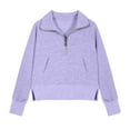 thumbnail image 6 of Babcutegg Sweatshirts for Girls Thumb Hole Calsual Fashion Half Zipper with Pockets Fall and Winter Clothes for Kids Purple Size 11, 6 of 6