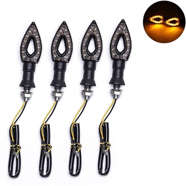 4 indicadores de motocicleta, 12 LED, luces de giro de flecha, 12 V, impermeables, universales, para motocicleta, scooter, quad, cruiser, todoterreno.