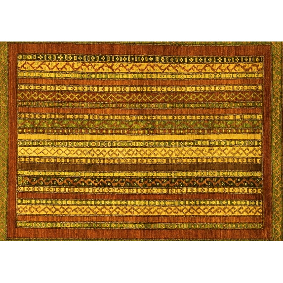 Ahgly Company Indoor Rectangle Abstract Yellow Modern Area Rugs, 2' x 4'