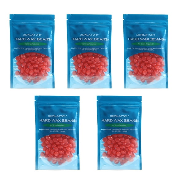 MERIGLARE Pack 5 Bags Film Hard Hair Remover ing Beads for Legs Underarms Bikini Eyebrow and body - Blackcurrant Chocolate Strawberry Lavender Green