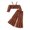 Brown, variant on Children's Long Sleeve Pleated Sash Blouse Bell Bottoms Suit for Girl