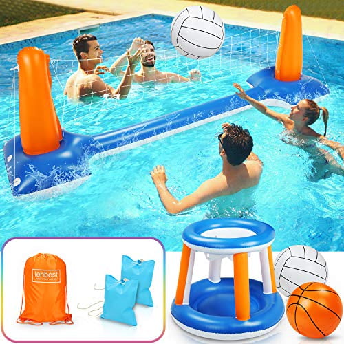 115” Inflatable Pool Float Set Include Basketball Hoop Details about   Pool Volleyball Set 
