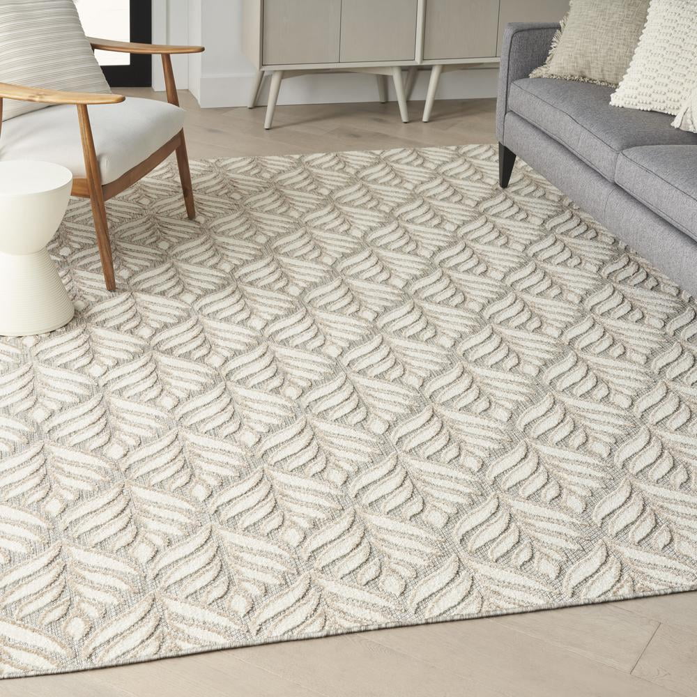 Nourison Aloha Indoor/Outdoor Ivory/Grey 7'10" x 10'6" Area Rug, (8x11)