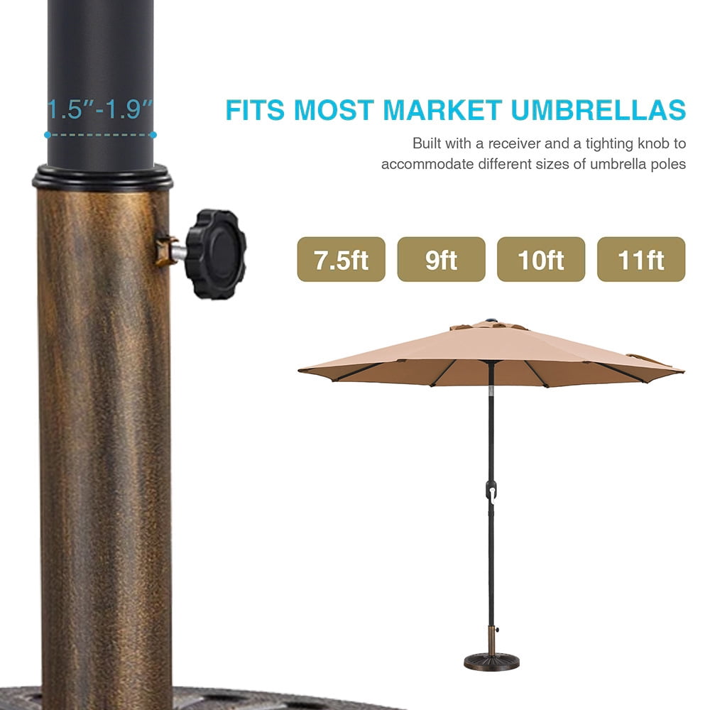 Abble 26.5 lbs Outdoor Patio Market Umbrella Base, Patio Umbrella Stand for Yard Garden Poolside in Bronze