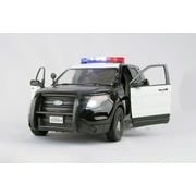 2015 Ford Unmarked Police Interceptor Utility w/ Lights & Sounds, Black and White - Motor Max 79536 - 1/24 scale Diecast Model Toy Car
