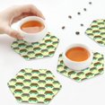 thumbnail image 3 of KLL Drink Coasters Set Hexagon of 4,PU Leather Absorbent Coasters Set Decorative Coffee Cup Coasters Housewarming Gift for Home Decor-Turtle On Skateboard, 3 of 5