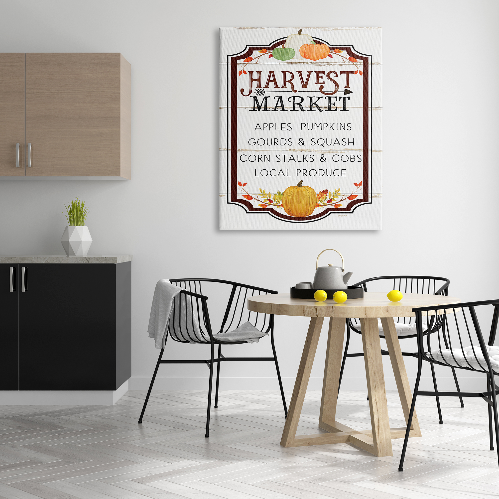 Stupell Industries Harvest Market Sign Autumn Seasonal Farm Foods, 36 x 48, Designed by Jennifer Pugh