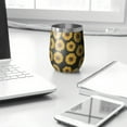 thumbnail image 3 of 12oz Stemless Wine Tumblers Black Small Sunflower Pattern Vacuum Insulated Stainless Steel Travel Tumbler Cups Mug with Lid and Straw for Champaign,Cocktail,Beer with Cleaning Brush, 3 of 5