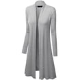 thumbnail image 5 of Made by Johnny Women's Solid Long Sleeve Open Front Long Cardigan L HEATHER_GREY, 5 of 6