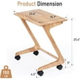thumbnail image 2 of TV Tray Table with Casters, Solid Wood End Table for Small Spaces, Removable Snack Tray for Living Room Bedroom, 2 of 7