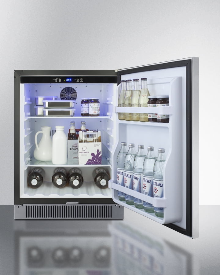 24 Inches Wide Built-In Outdoor All-Refrigerator, Stainless Steel, LHD