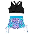 thumbnail image 4 of Sholeno Girls' 2Piece Boyshort Tankini Swimsuit Sleeveless Crop Tank Top with Shorts Sets Swimming Blue Floral 12, 4 of 7