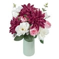 thumbnail image 4 of (2 pack) 19-inch Artificial Silk Burgundy Dahlia & White Tea Rose Mixed Flower Bouquet, for Indoor Use, by Mainstays, 4 of 9
