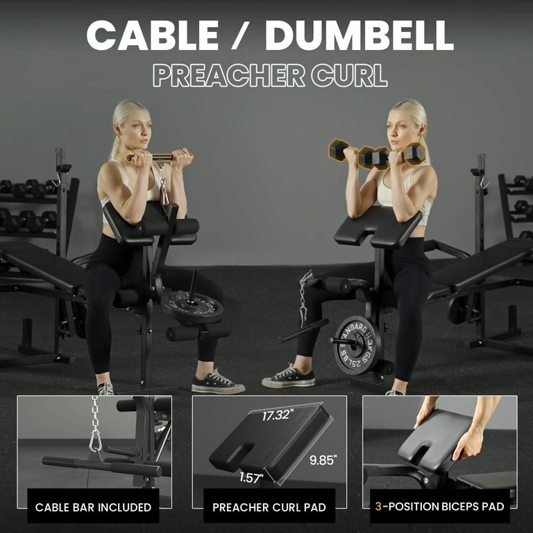 Mikolo 6-in-1 Weight Bench, 800 lbs Capacity photo 6