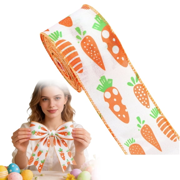 SeekLGT Easter Wired Ribbon 2.5 Inch Easter Color Patterns Spring Pastel Decorative Wired Edge for Wreaths Bows Crafts Wrapping 1 Roll 5 Yards