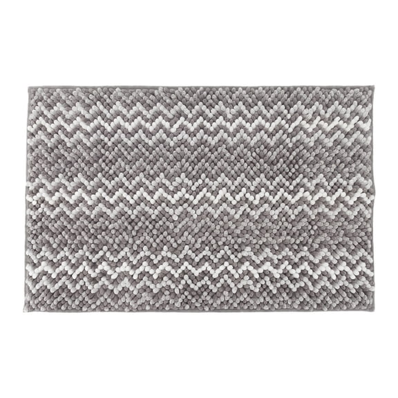 Unique Bargains Ultra Soft Non Slip Machine Washable Chenille Bath Mat Grey 24" x 16"