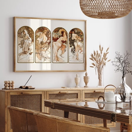 Alphonse Mucha Seasons Nouveau Antique Beach Wall Decor Unframed Paper Print