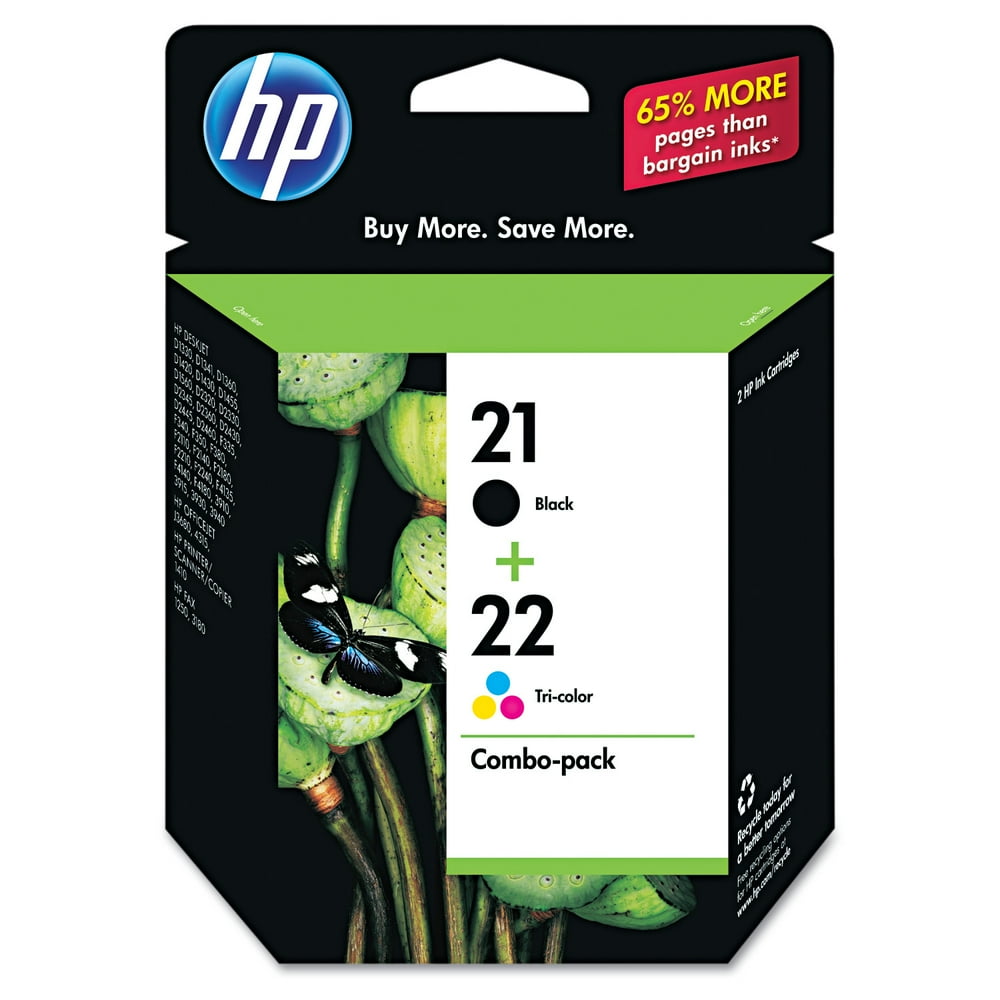 HP 21 Black & HP 22 Tricolor Original Ink, 2 Cartridges (C9509FN