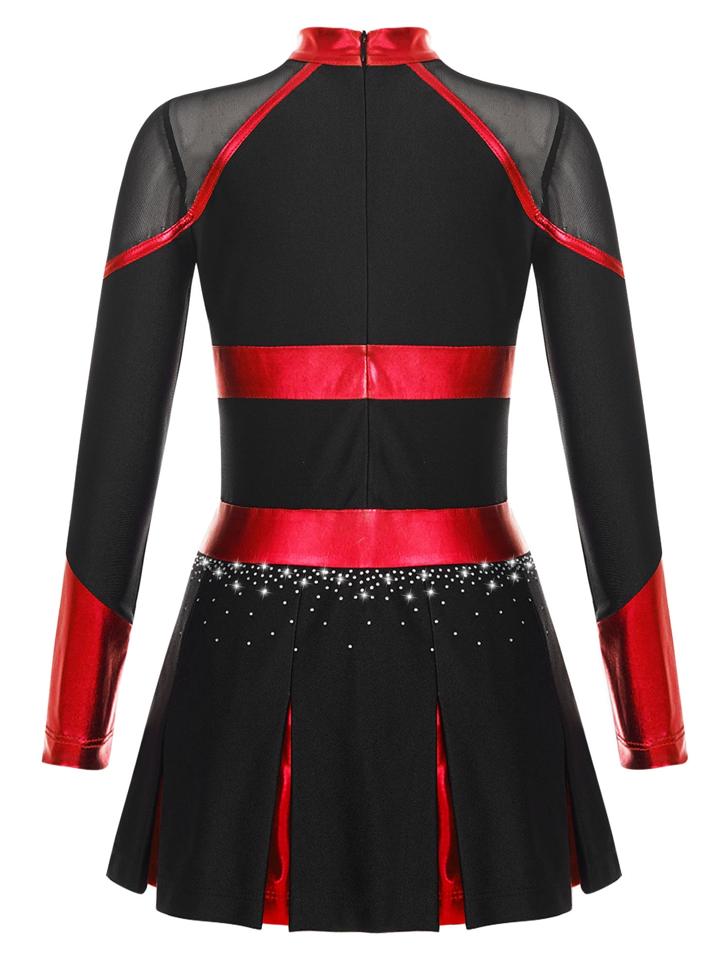 iiniim Cheer Leader Girls Cheerleading Uniform Complete Dress Black&Red 14